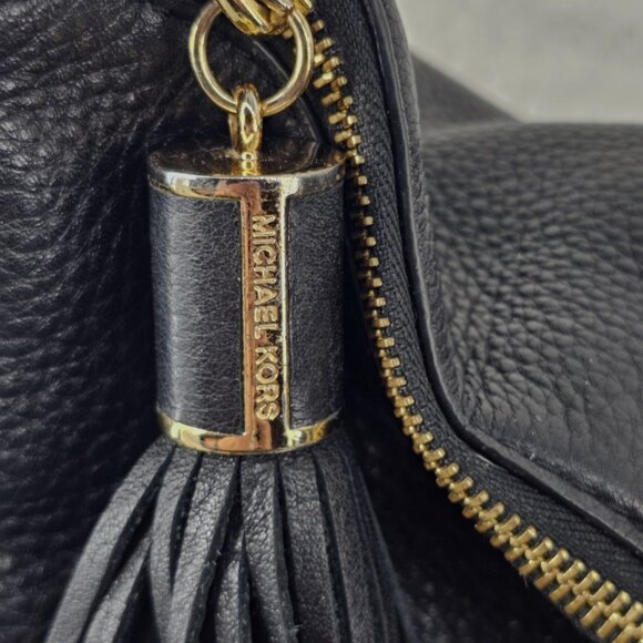 MICHAEL KORS Leather Hobo Shoulder Bag Tassel Chain Accent Crossbody Strap - Picture 3 of 13